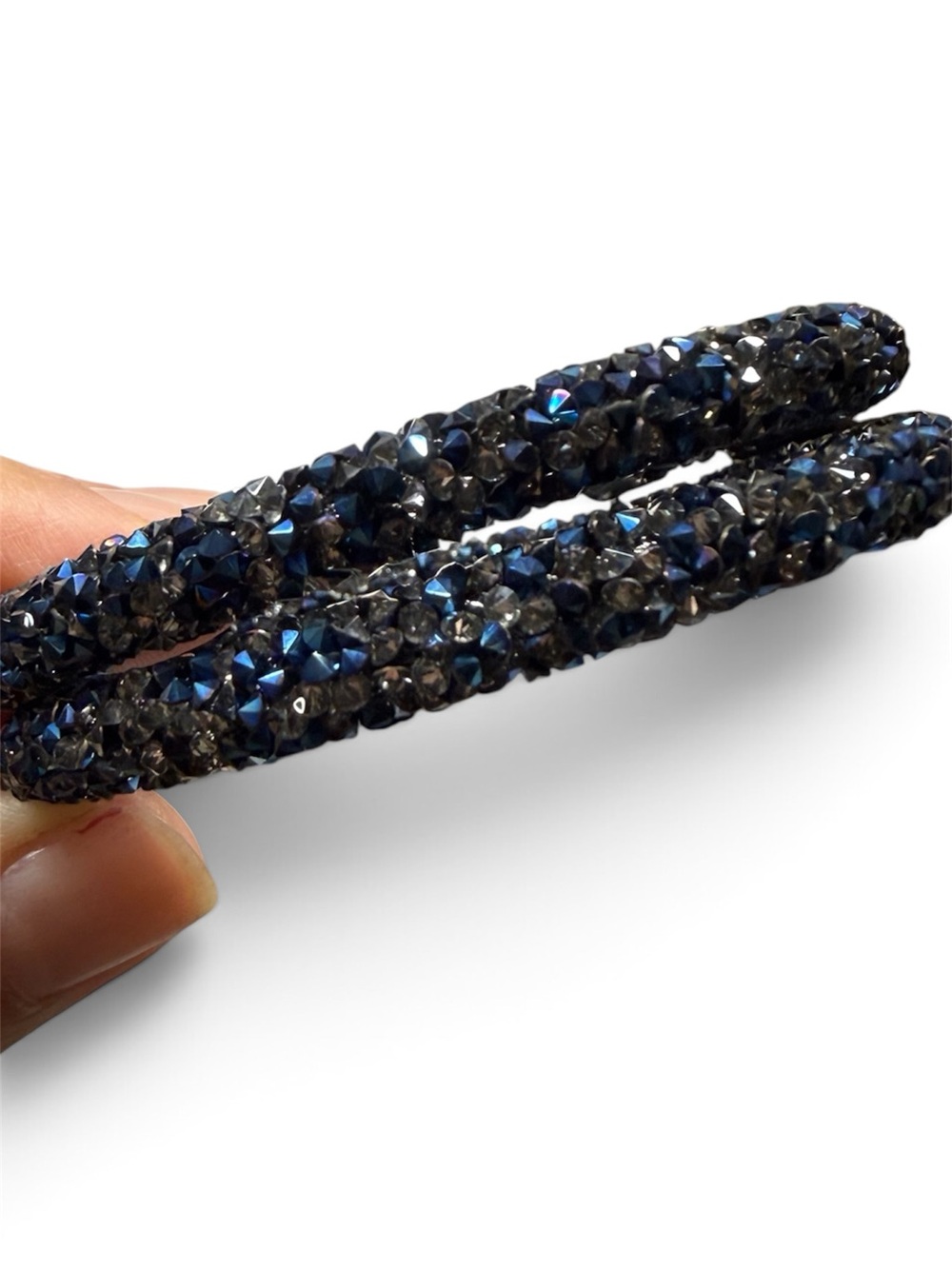 Sparkling Navy and Black Crystal Bangle Bracelet